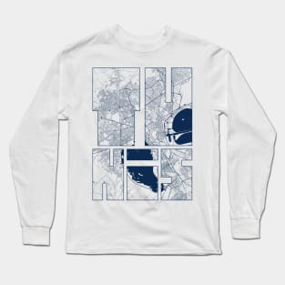 Tunis, Tunisia City Map Typography - Coastal Long Sleeve T-Shirt